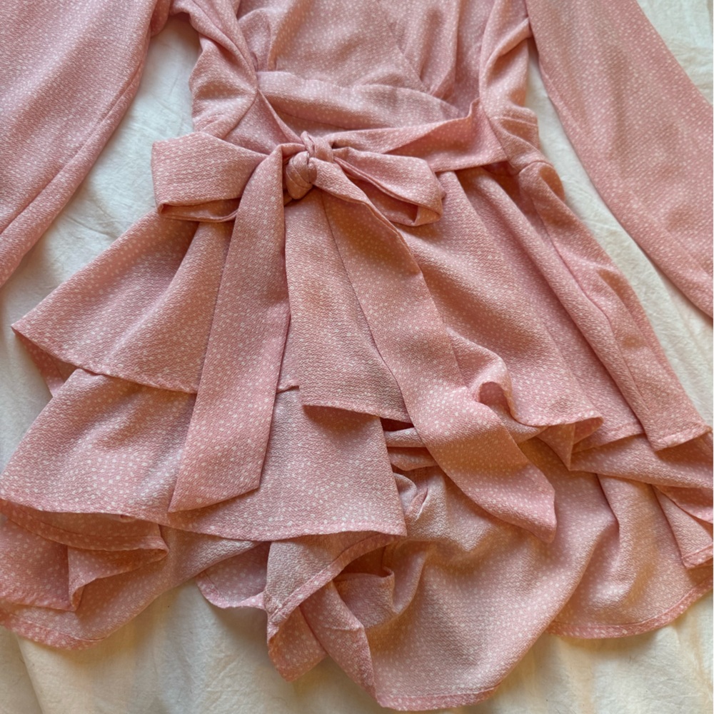Pink Ruffled Long Sleeve Romper - Picture 3 of 7